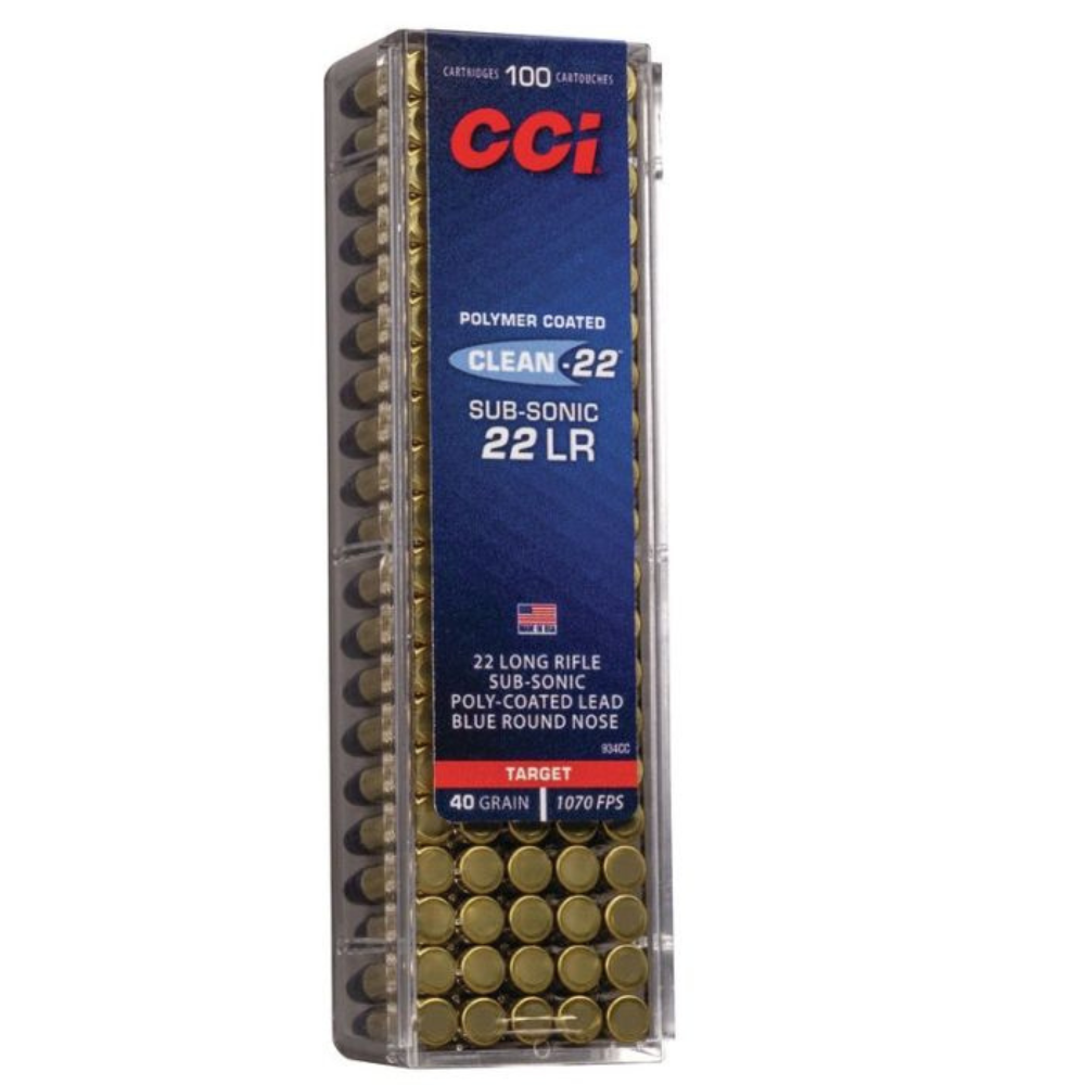 CCI | .22 Rimfire Clean Subsonic | 40gr Blue Poly Coated RN | 100 Pack