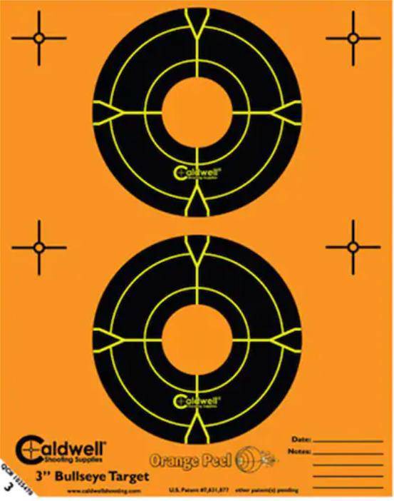 Caldwell Orange Peel Targets 3" Self-Adhesive Bullseye (2 Bulls Per Sheet)