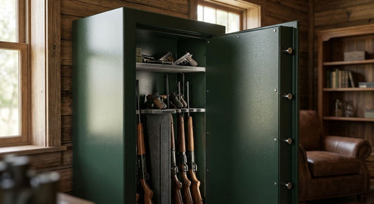 Gun safes for combined pistol and rifle storage