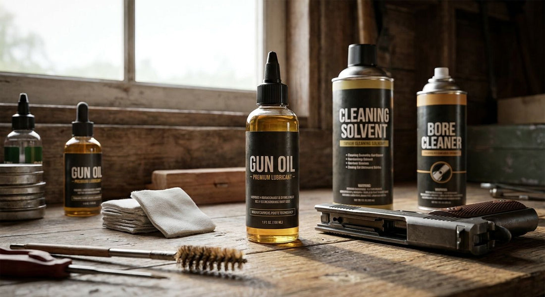 Gun oil and cleaning solvents for firearm care