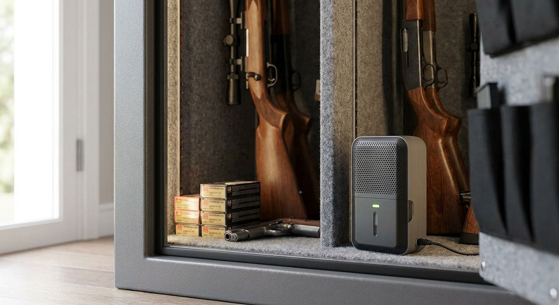 Gun safe dehumidifiers for preventing rust