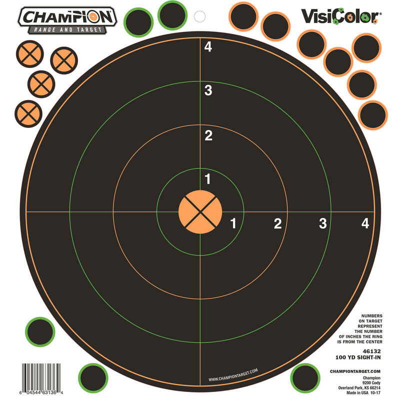 Champion | VisiColor Adhesive 100 yard Sight In Target | 8.5"x9" | 5 Pack