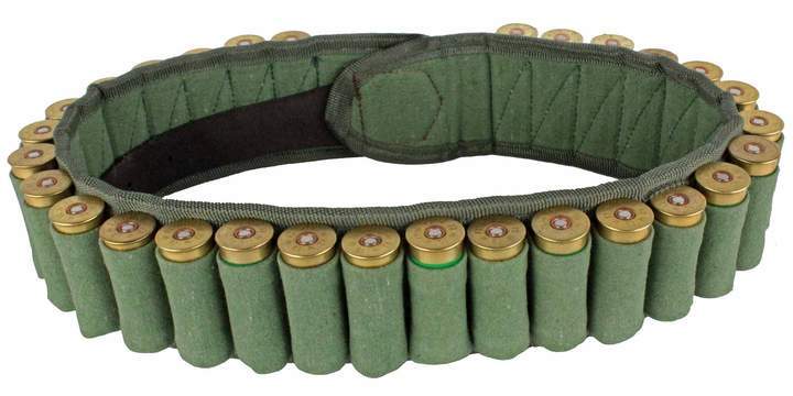 Leather And Green Canvas Cartridge Belt | 12g